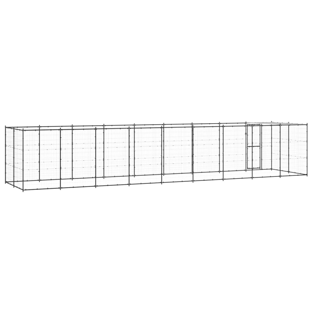NNEVL Outdoor Dog Kennel Steel with Roof 21.78 m²