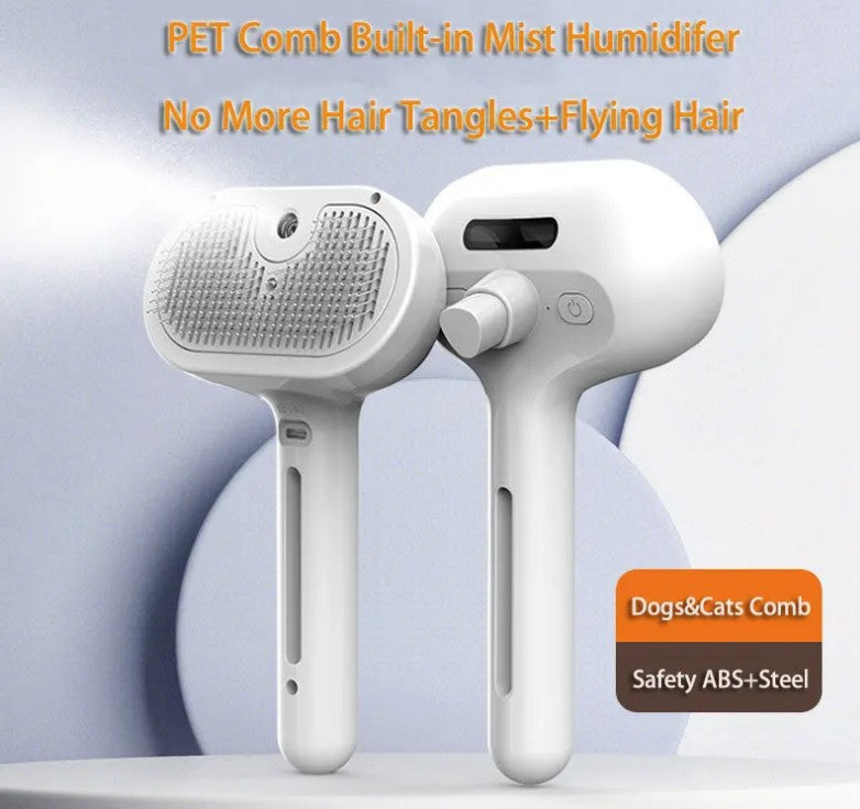 Dog/Cat Comb Self Cleaning Pets Hair Remover Brush with Comb Built-in Mist Humidifier_1
