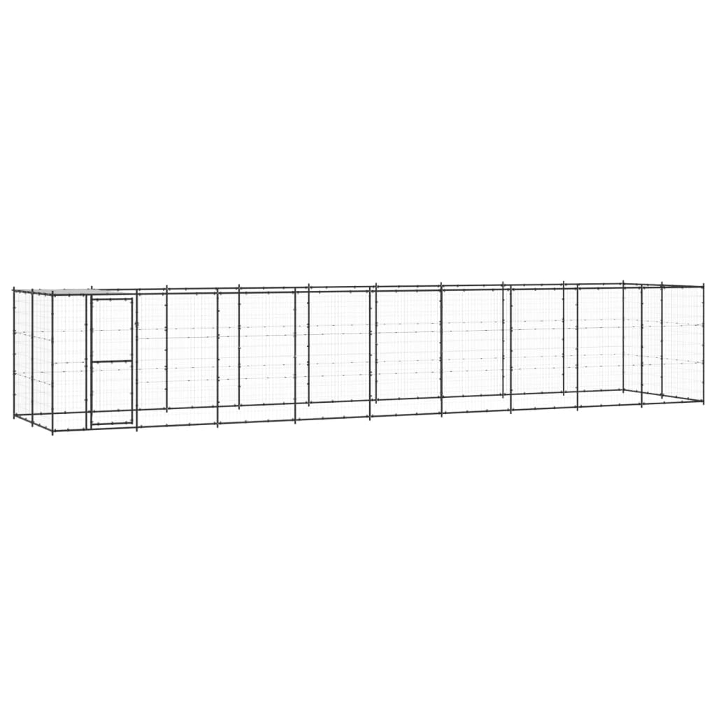NNEVL Outdoor Dog Kennel Steel with Roof 21.78 m²