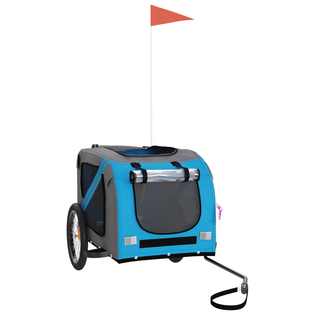 NNEVL Pet Bike Trailer Blue and Grey Oxford Fabric and Iron