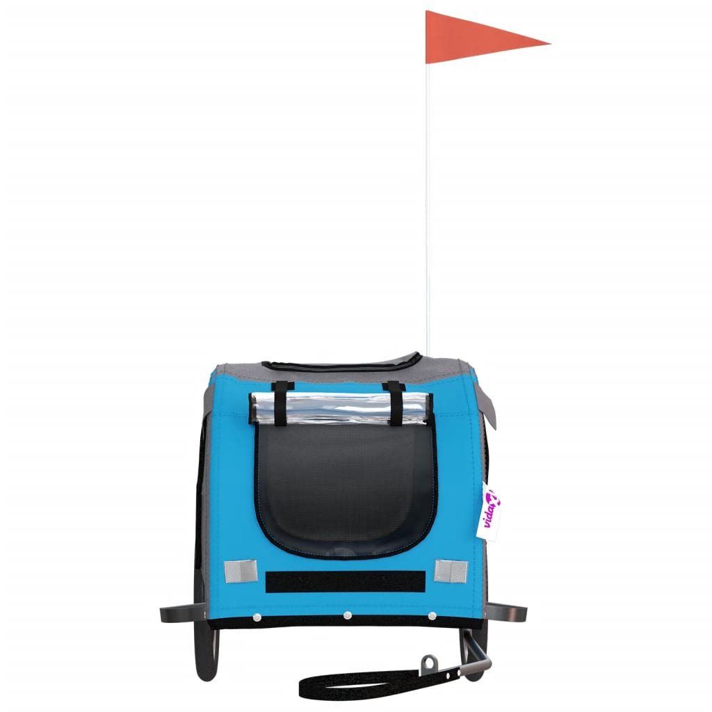 NNEVL Pet Bike Trailer Blue and Grey Oxford Fabric and Iron