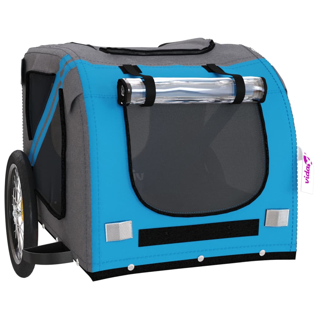 NNEVL Pet Bike Trailer Blue and Grey Oxford Fabric and Iron