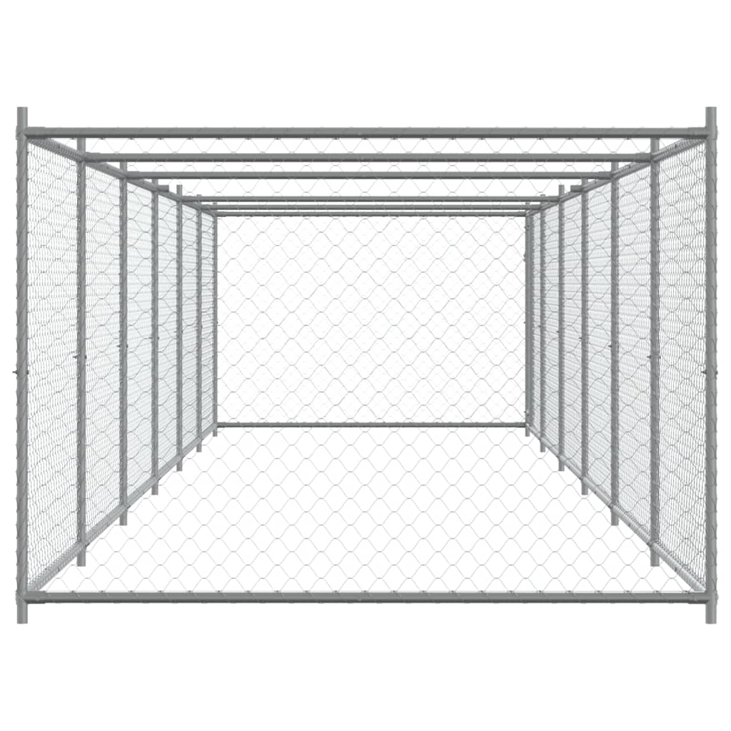 NNEVL Dog Cage with Door Grey 12x2x1.5 m Galvanised Steel